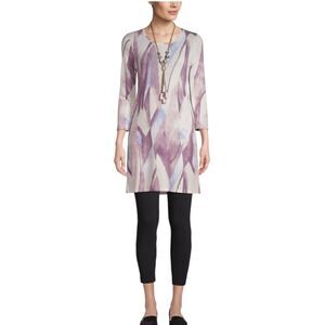 Chico's Brushed Side-Slit Abstract Tunic Top Size 2 (Large)